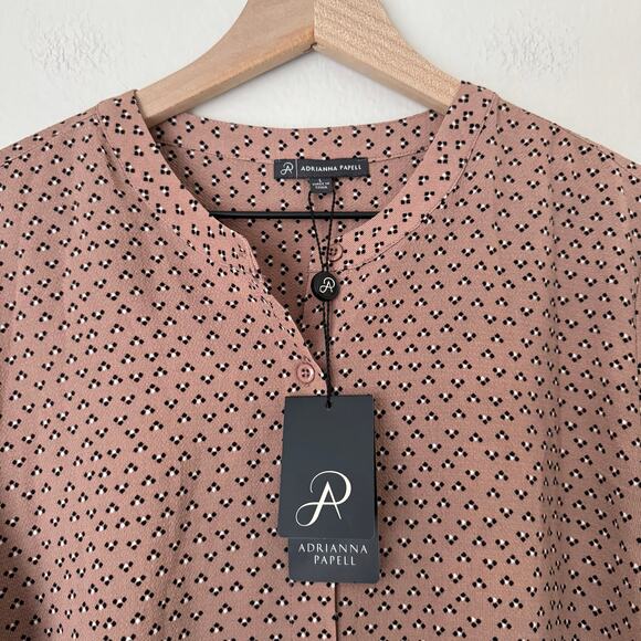 NWT Adrianna Papell Women Pink Tunic Blouse Longsleeve Work Going Out Size Large - Picture 3 of 10